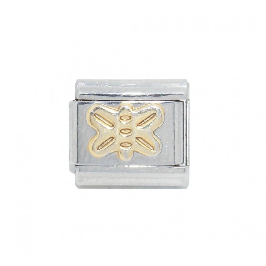 Goldtone butterfly - 9mm enamel Italian charm - Click Image to Close