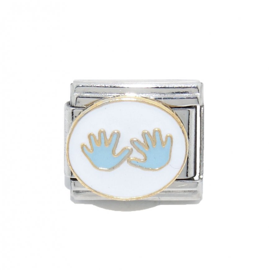 Baby blue hands - 9mm Italian charm - Click Image to Close