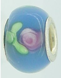 EB322 - Blue bead with pink and green swirls - Click Image to Close