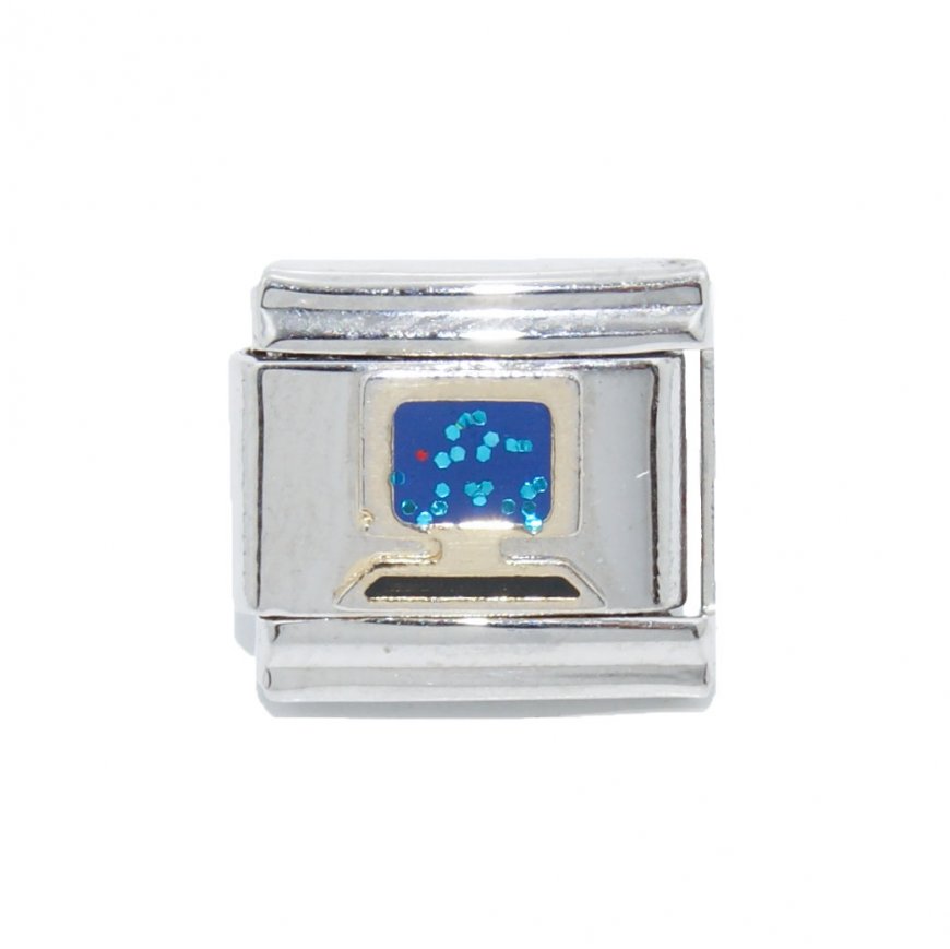 Computer sparkly (a) - enamel 9mm Italian charm - Click Image to Close