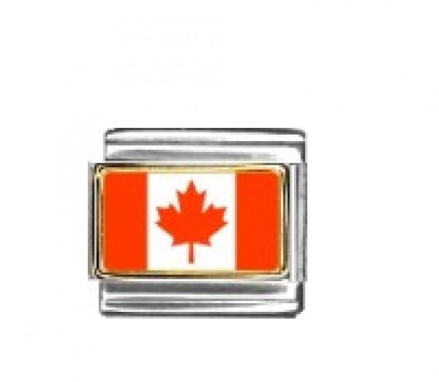 Flag - Canada photo enamel 9mm Italian charm - Click Image to Close