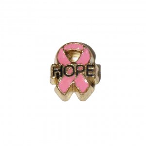 Hope breast cancer ribbon 8mm floating locket charm