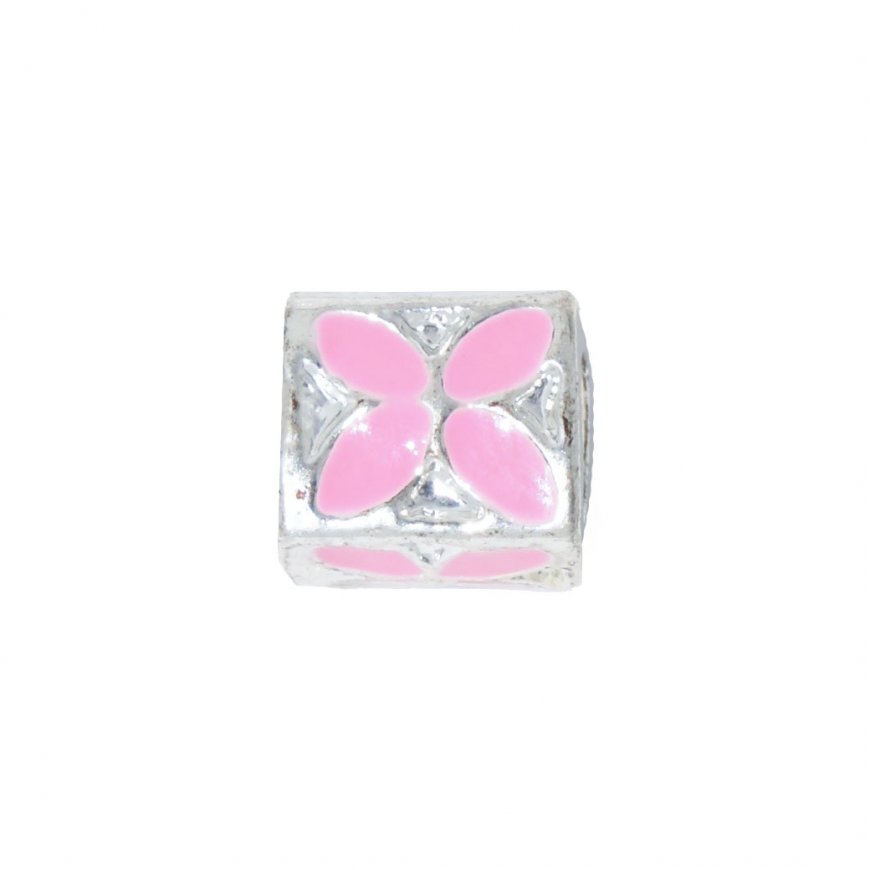 EB60 - Pink and silver bead - European bead charm - Click Image to Close