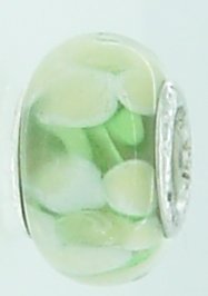 EB367 - Green bead with flowers - Click Image to Close