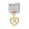 Gold heart with Clear rhinestone - Dangle 9mm Italian charm
