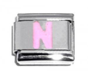 Pink Letter N - 9mm Italian charm