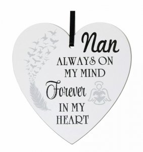 Nan always on my mind forever in my heart - 9cm wooden heart