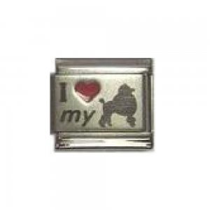 I love my poodle - red heart laser 9mm Italian charm