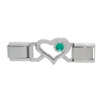 Small Open Heart connector link - May birthstone