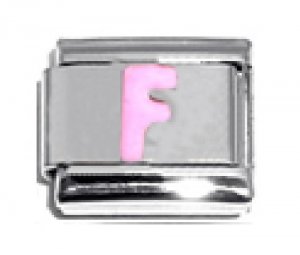 Pink Letter F - 9mm Italian charm