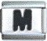 Letter M black - 9mm Italian charm - Click Image to Close