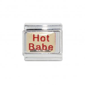 Hot Babe - red and gold enamel 9mm Italian charm