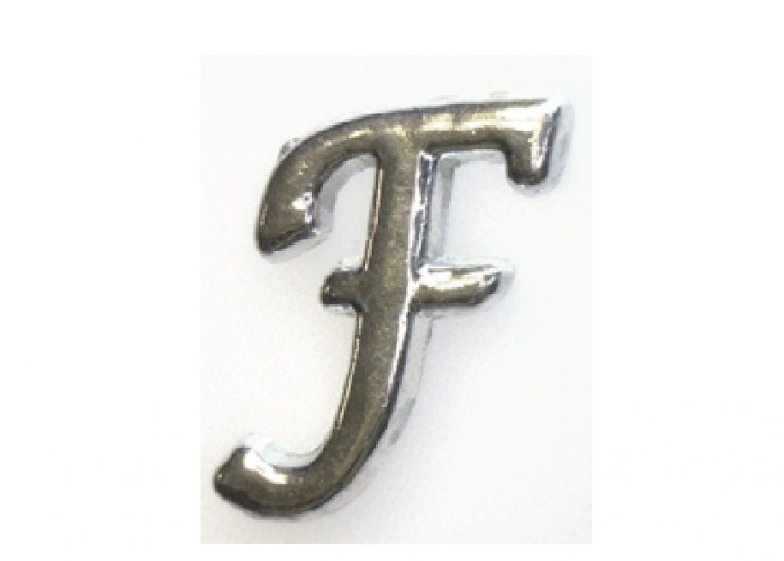 Silvertone flat letter F - floating memory locket charm - Click Image to Close