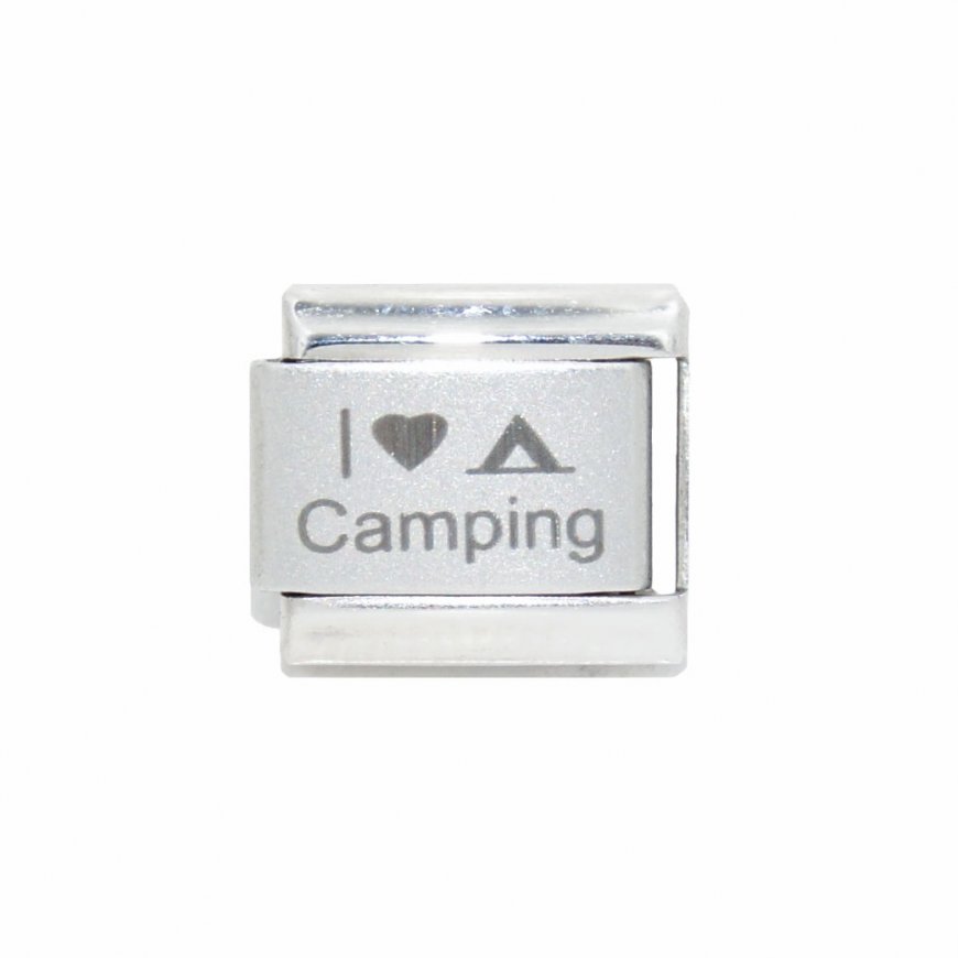 I love camping - 9mm plain Laser Italian Charm - Click Image to Close