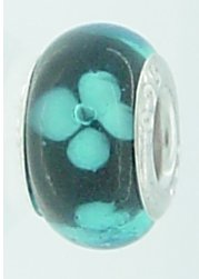EB214 - Black and turquoise bead - Click Image to Close