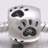 EB406 - Silver plated bead with pawprints