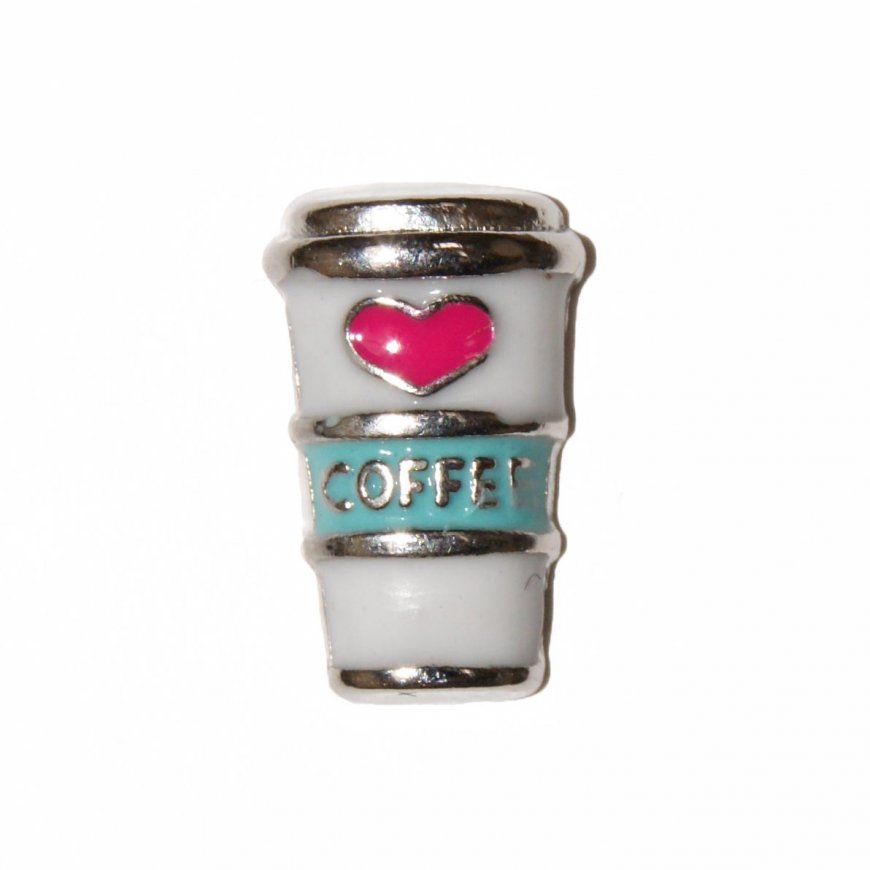 Love Coffee takeaway 10mm floating glass locket charm - Click Image to Close