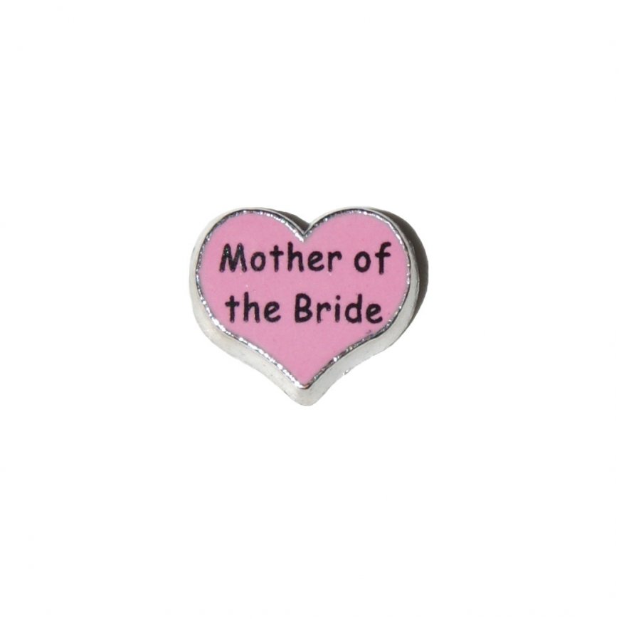 Mother of the Bride on pink heart 8mm floating locket charm - Click Image to Close