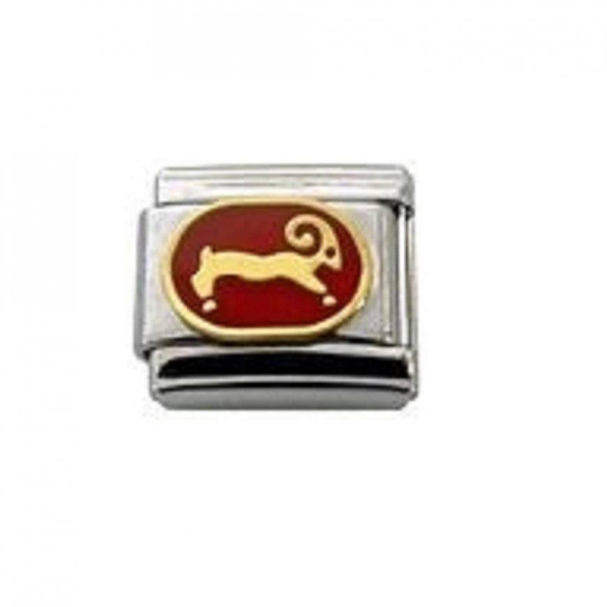 Aries enamel charm red (21/3-20/4) 9mm Italian charm - Click Image to Close
