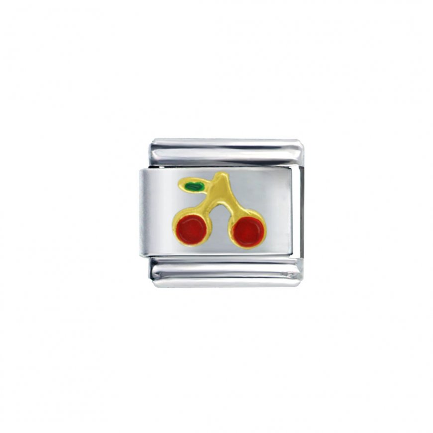 Cherries (c) - 9mm enamel Italian charm - Click Image to Close