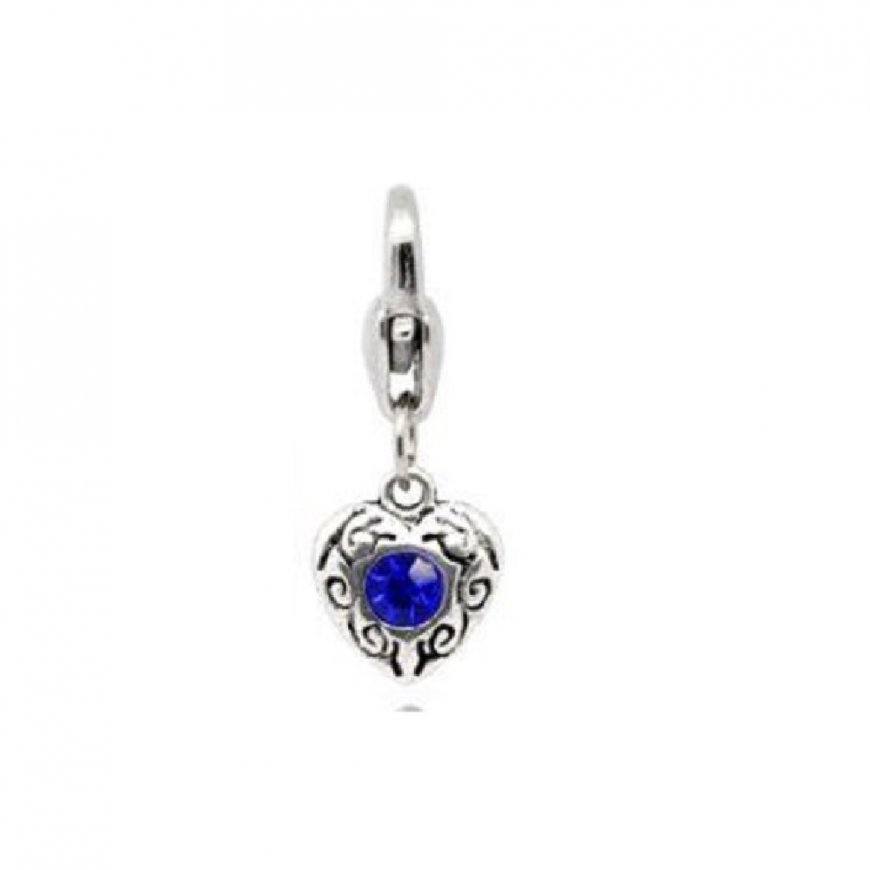Clip on charm - Birthstone Heart dangle - September - Click Image to Close
