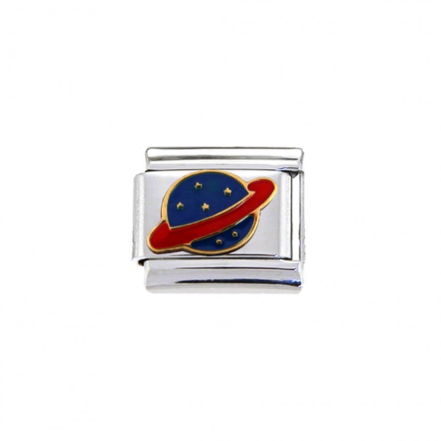Saturn planet - enamel charm - Click Image to Close