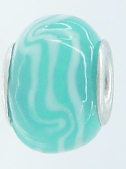 EB300 - Turquoise and white swirl bead - Click Image to Close