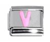 Pink Letter V - 9mm Italian charm
