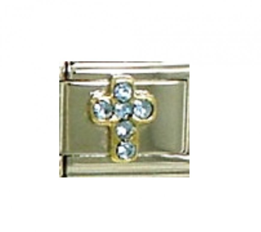 December Cross Birthstone Turquoise - 9mm Italian Charm - Click Image to Close