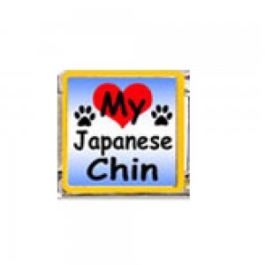 Love my Japanese Chin - dog - enamel 9mm Italian charm