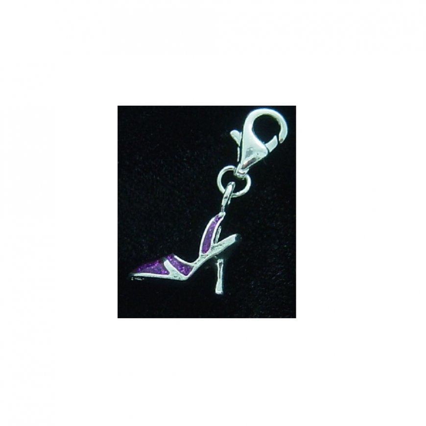 Purple sparkly shoe - Clip on Charm - Click Image to Close