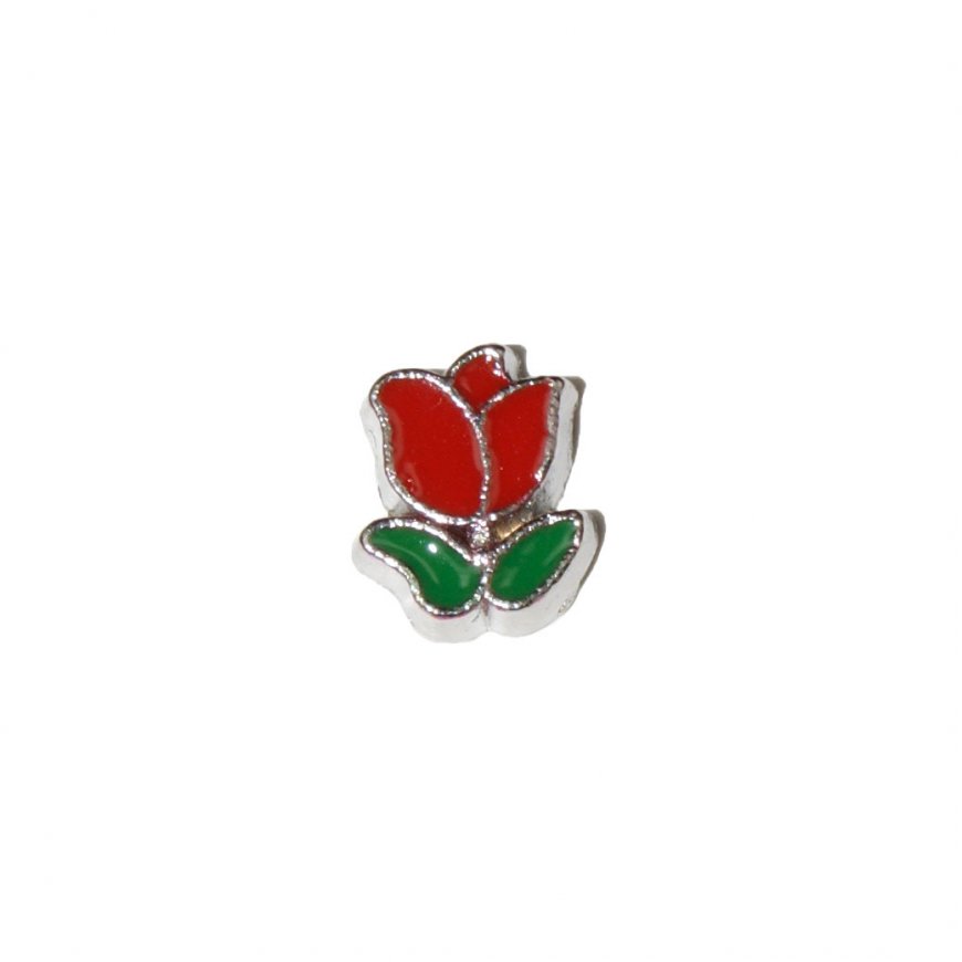 Red Tulip 7mm floating locket charm - Click Image to Close