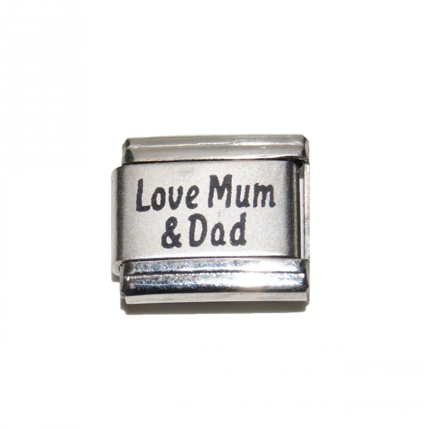 Love Mum & Dad (b) - plain laser 9mm Italian charm - Click Image to Close