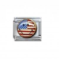 Flag - USA smiley face enamel 9mm Italian charm