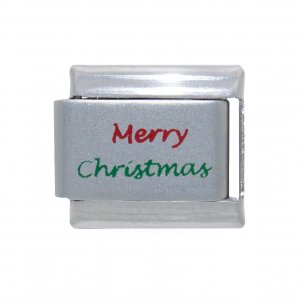 Merry Christmas red and green 9mm charm - 9mm Italian charm