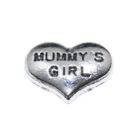 Mummys Girl on silvertone heart 9mm Floating locket charm