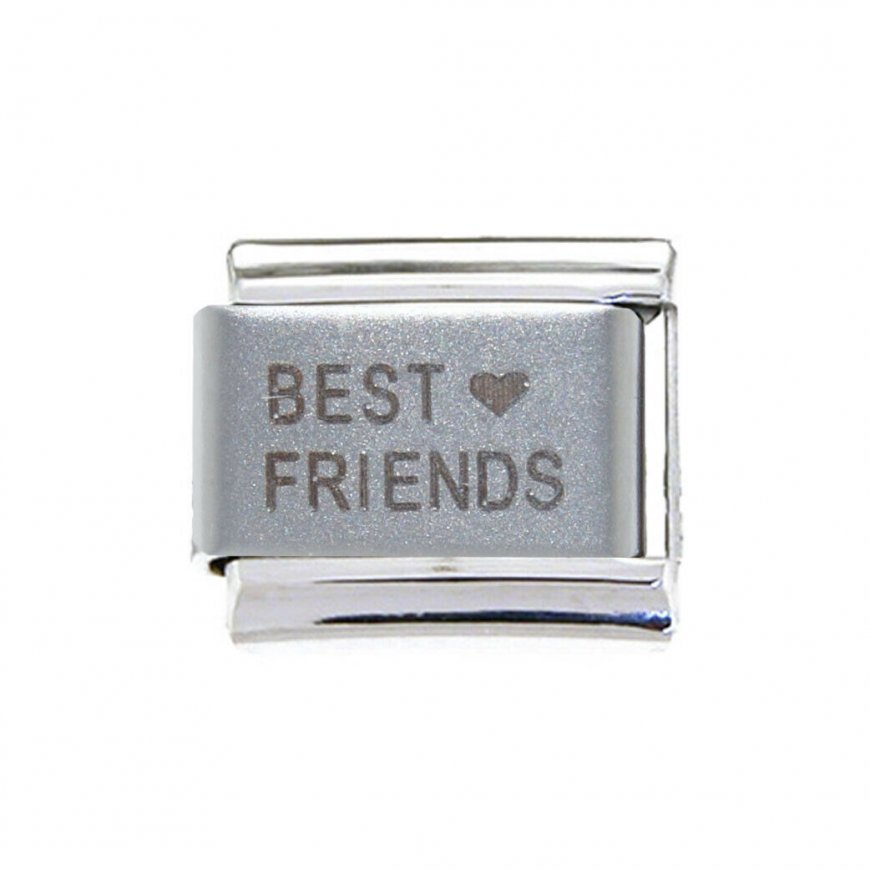 Best friends with heart plain laser - 9mm Italian charm - Click Image to Close