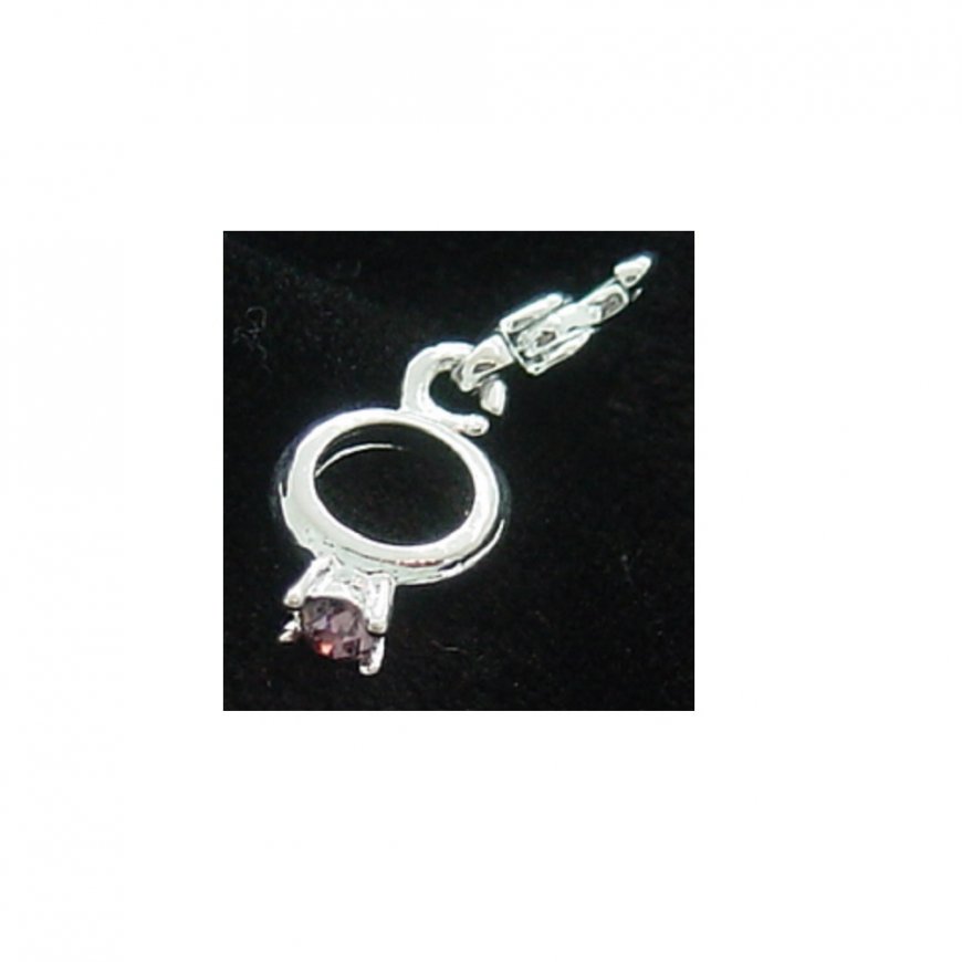 Ring with pink stone - Clip on charm fits Thomas Sabo - Click Image to Close