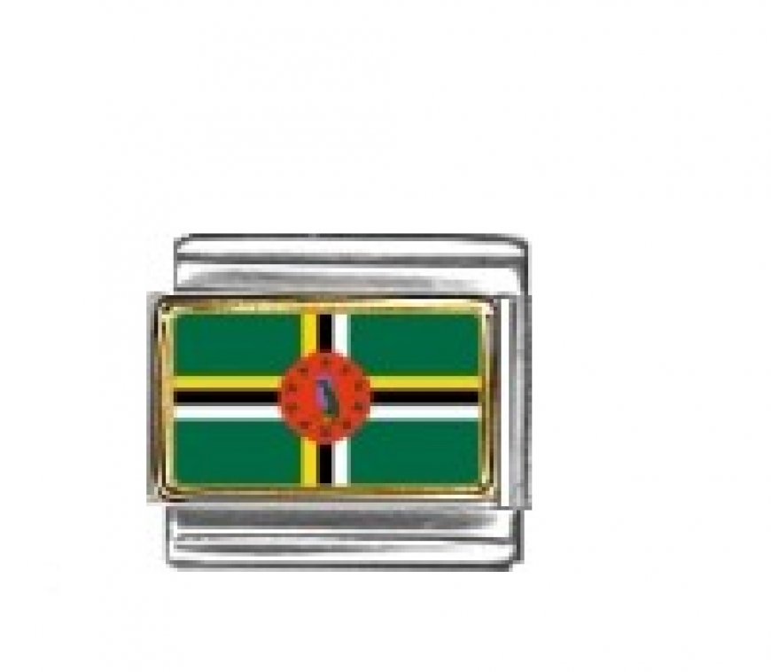 Flag - Dominica photo enamel 9mm Italian charm - Click Image to Close