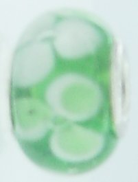 EB369 - Green bead with white flowers - Click Image to Close