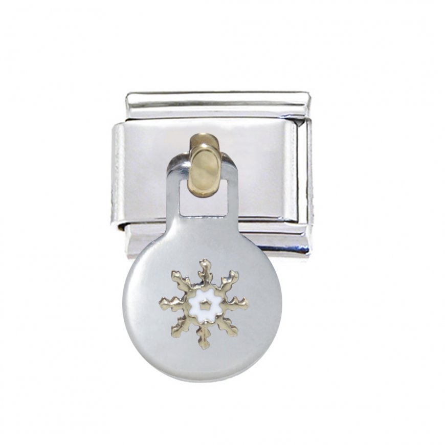 Snowflake dangle 9mm Italian charm fits classic bracelets - Click Image to Close