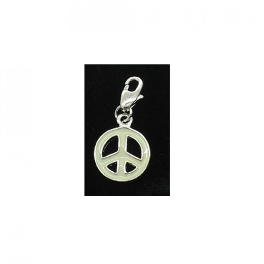 White Peace Sign - Clip on Charm fits Thomas Sabo bracelets - Click Image to Close