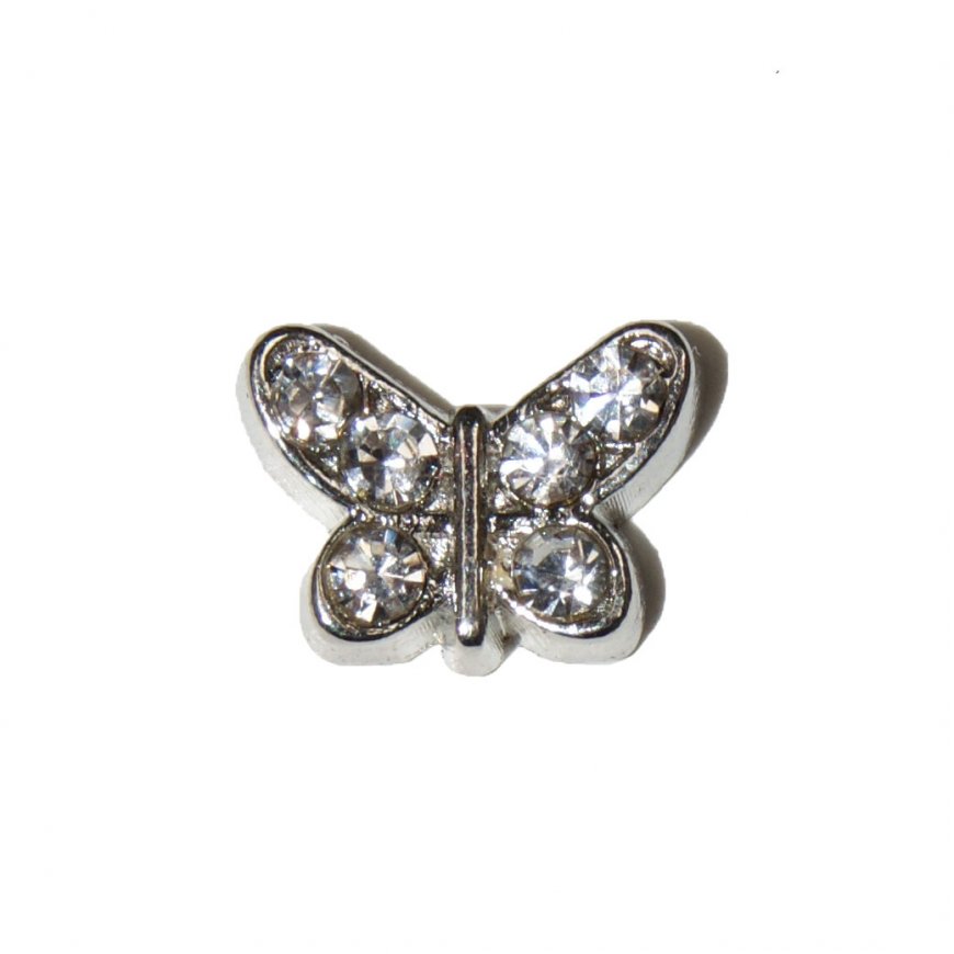 Butterfly with clear stones (c) 8mm floating charm - Click Image to Close