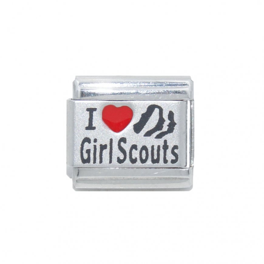 I love girl scouts - red heart laser - 9mm Italian charm - Click Image to Close