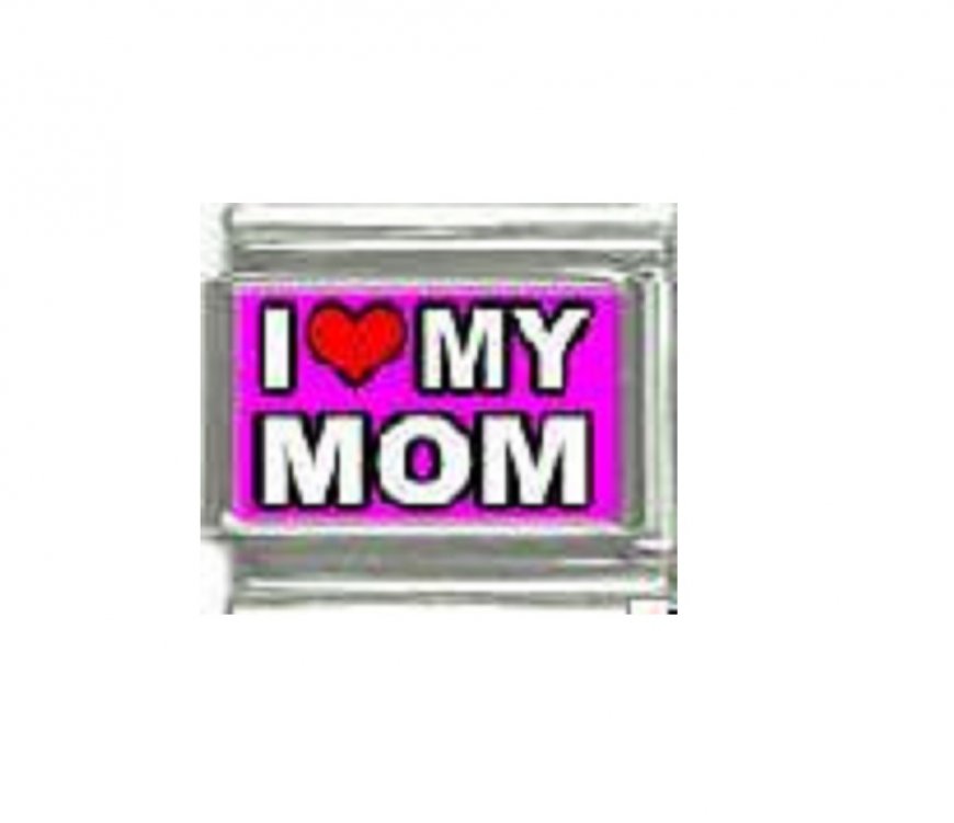 I love my Mom pink - 9mm Photo Italian charm - Click Image to Close