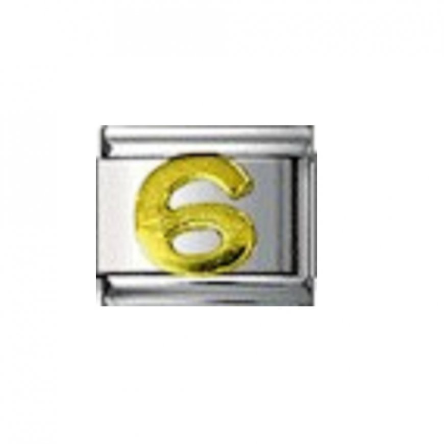 Gold coloured number 6 - 9mm Italian charm - Click Image to Close
