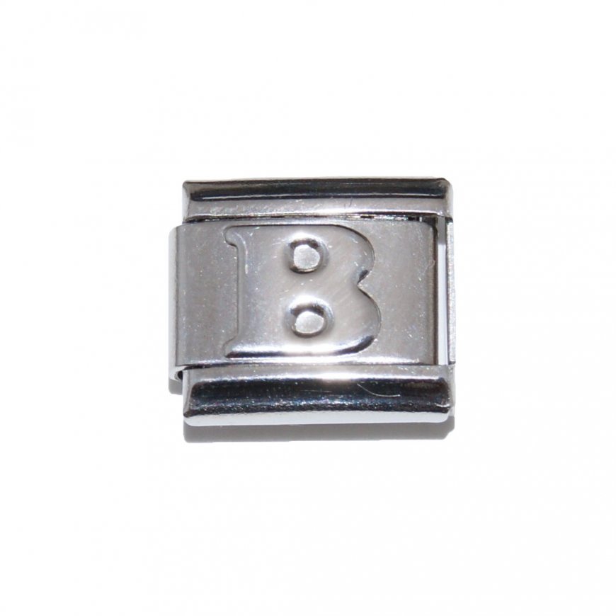 Silver coloured letter B - 9mm Italian charm - Click Image to Close