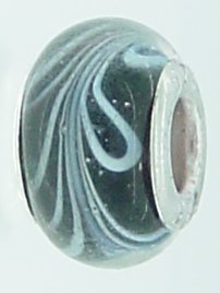 EB216 - Black and white swirls bead - Click Image to Close