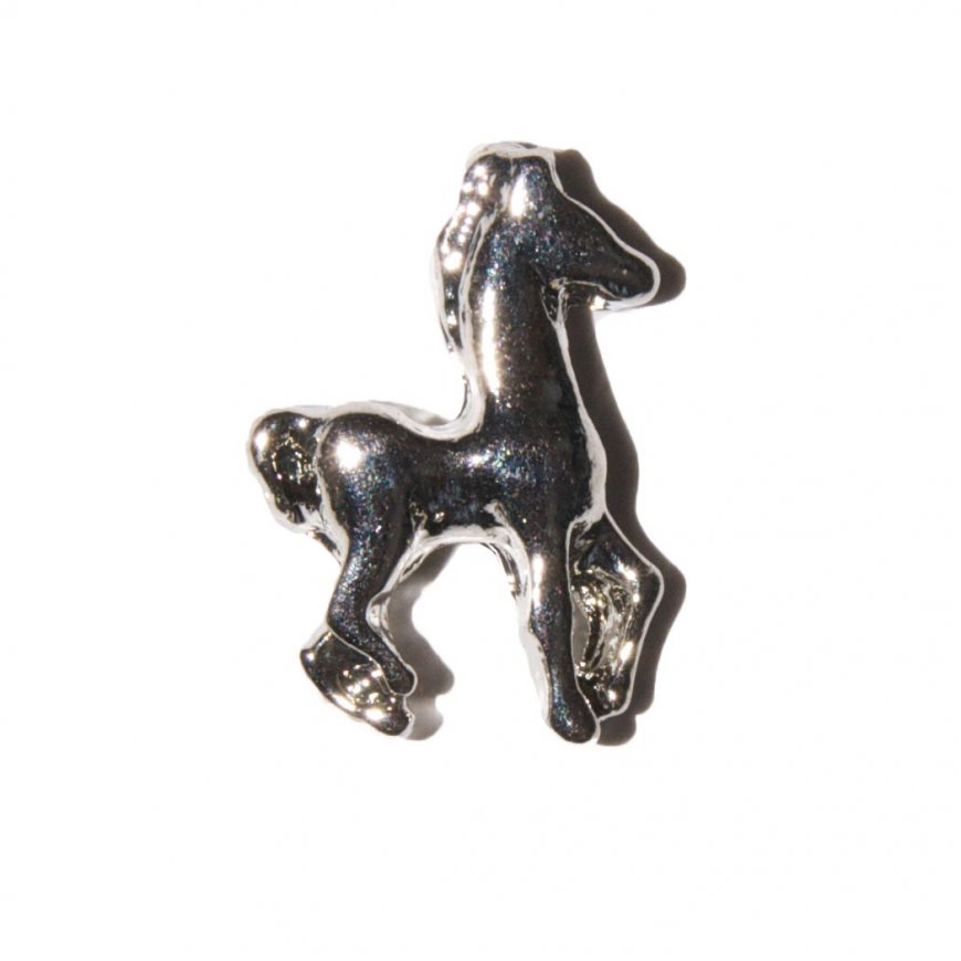 Silvertone horse 8mm floating charm - fits living memory locket - Click Image to Close