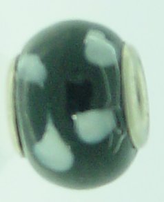 EB89 - Glass bead - Black bead with white - Click Image to Close